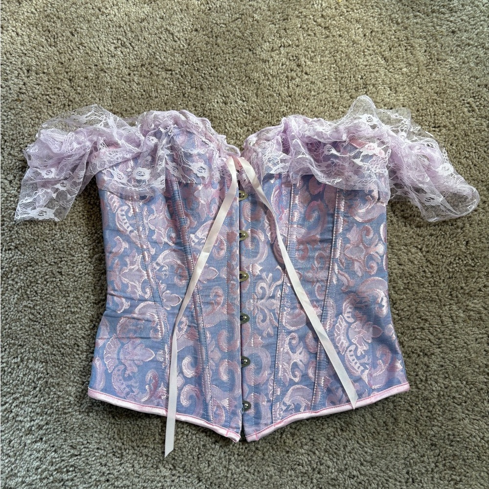 Lavender Lace Off-Shoulder Corset Top